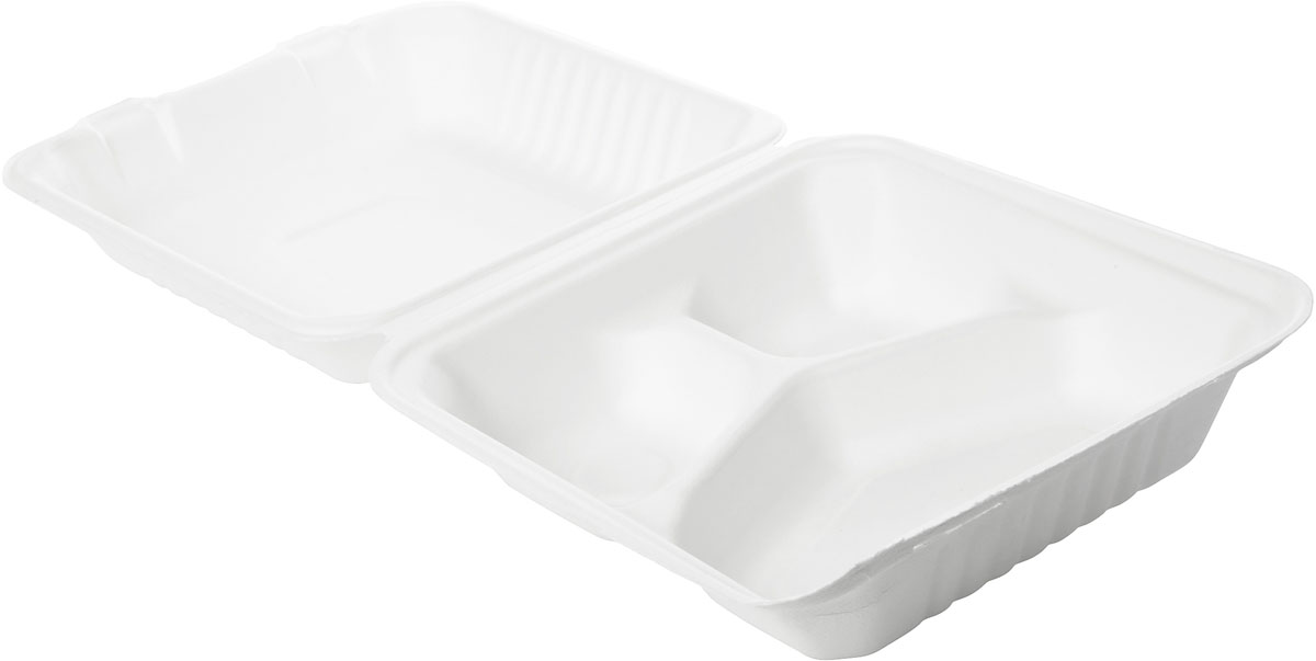 CAJA COMIDA COMPLETA 3 COMP. BAGAZO BLANCO 325/70/60ML 225X201X85MM CJ 200UD.