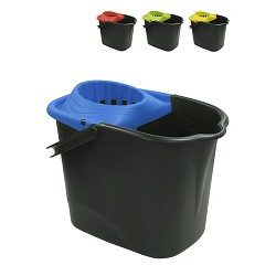 CUBO FREGONA ELEGANCE RECTANGULAR NEGRO CON ESCURRIDOR 15L