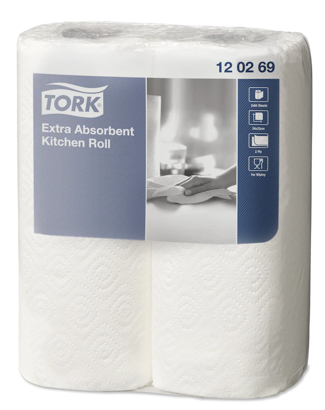 ROLLO COCINA EXTRA ABSORBENTE TORK BLANCO 2C 15.4M 64S FARDO 24 ROLLOS