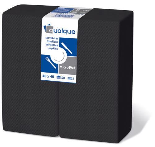 SERVILLETA 40X40 2C 1/8 NEGRA PUNTA PUNTA, CJ 1.8 MILLARES