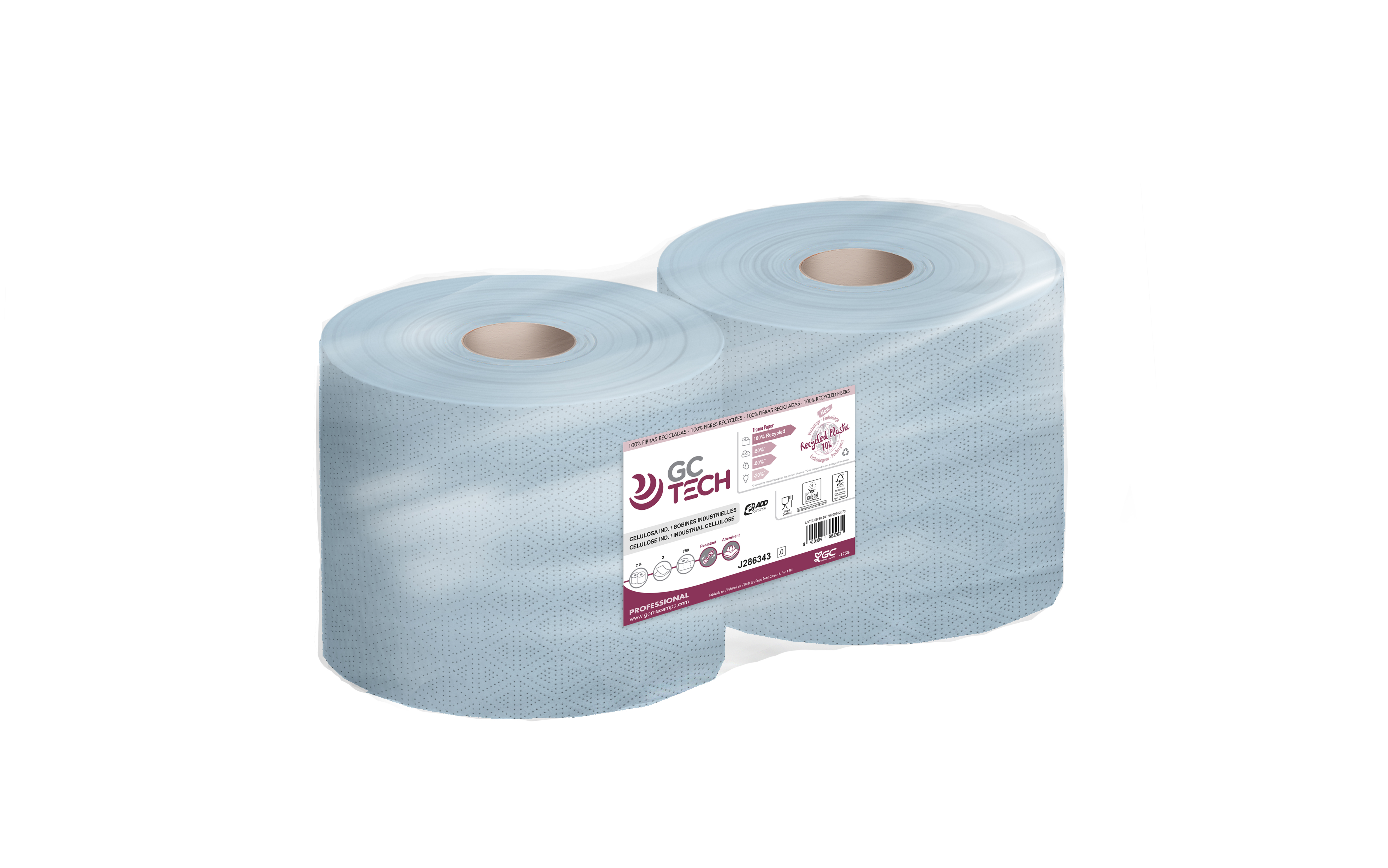 BOBINA INDUSTRIAL GC AZUL 3C 285M 750S FARDO 2 ROLLOS