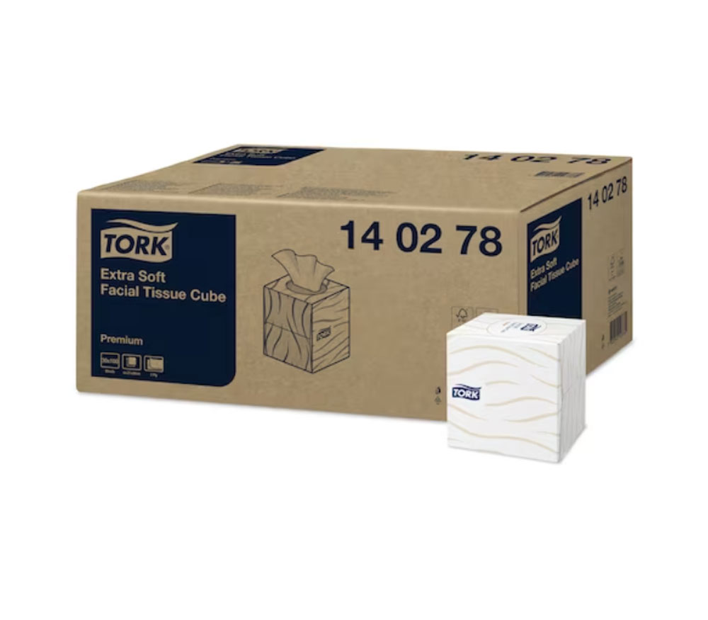 PAÑUELOS TISÚ TORK FACIALES CUBO PQ 100UD CJ 30