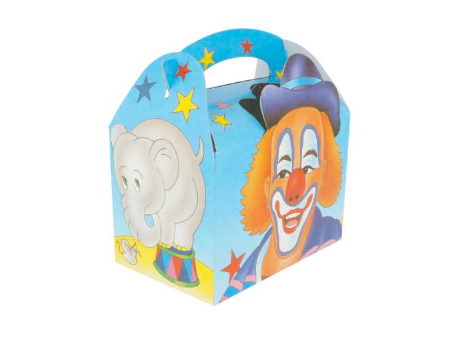 CAJA MENÚ INFANTIL CARTÓN CIRCO 17X16X10CM CJ 300UD