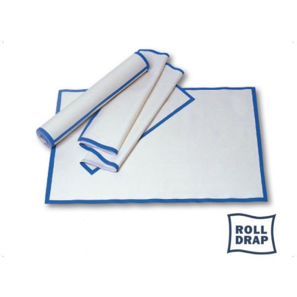 PAÑO ROLL DRAP BLANCO CENEFA AZUL 40X64CM ROLLO 10UD