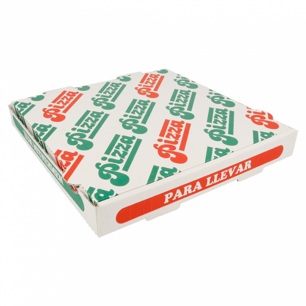 CAJA PIZZA BLANCA DECORADA 26X26X3,5CM CJ 100UD