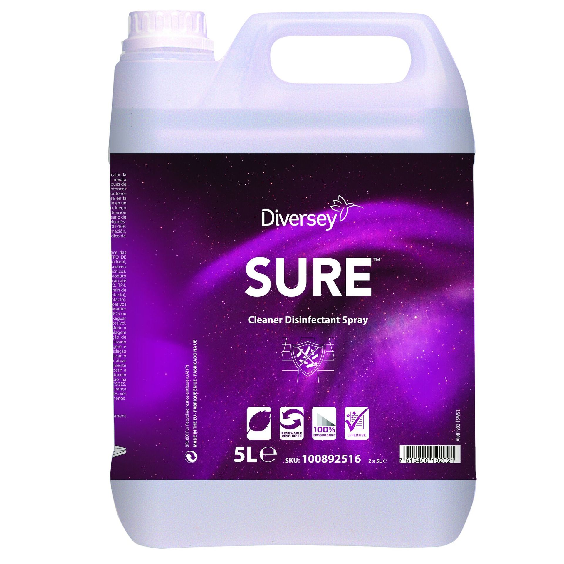 DETERGENTE DESINFECTANTE SPRAY SURE GFA 5L
