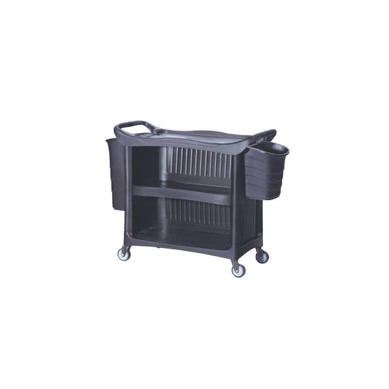 CARRO CAMARERA BLACK 04191 CERRADO+CUBETA CUBIERTOS+CUBETA DESECHOS 53X138X95CM