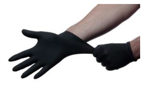 GUANTE NITRILO NEGRO EXTRA FUERTE SIN POLVO TALLA L PQ 100UD