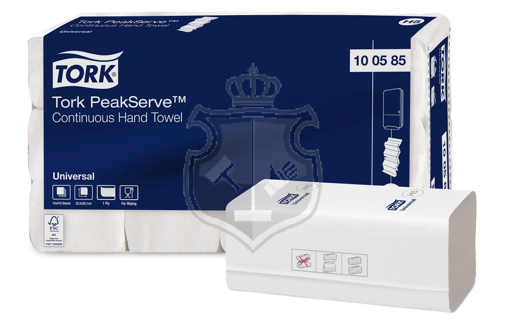 TOALLAS SECAMANOS CONTINUAS TORK PEAKSERVE H5 1C 22.5X21CM CJ 12 PQ 410UD