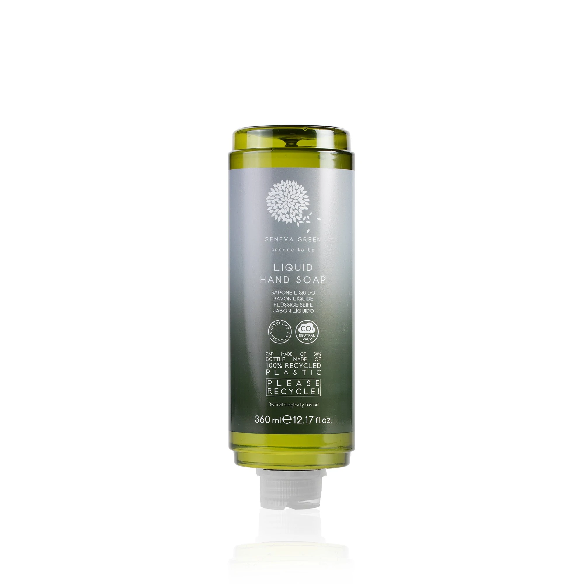 JABÓN LÍQUID GENEVA GREEN BOTELLA 360ML CJ 18UD