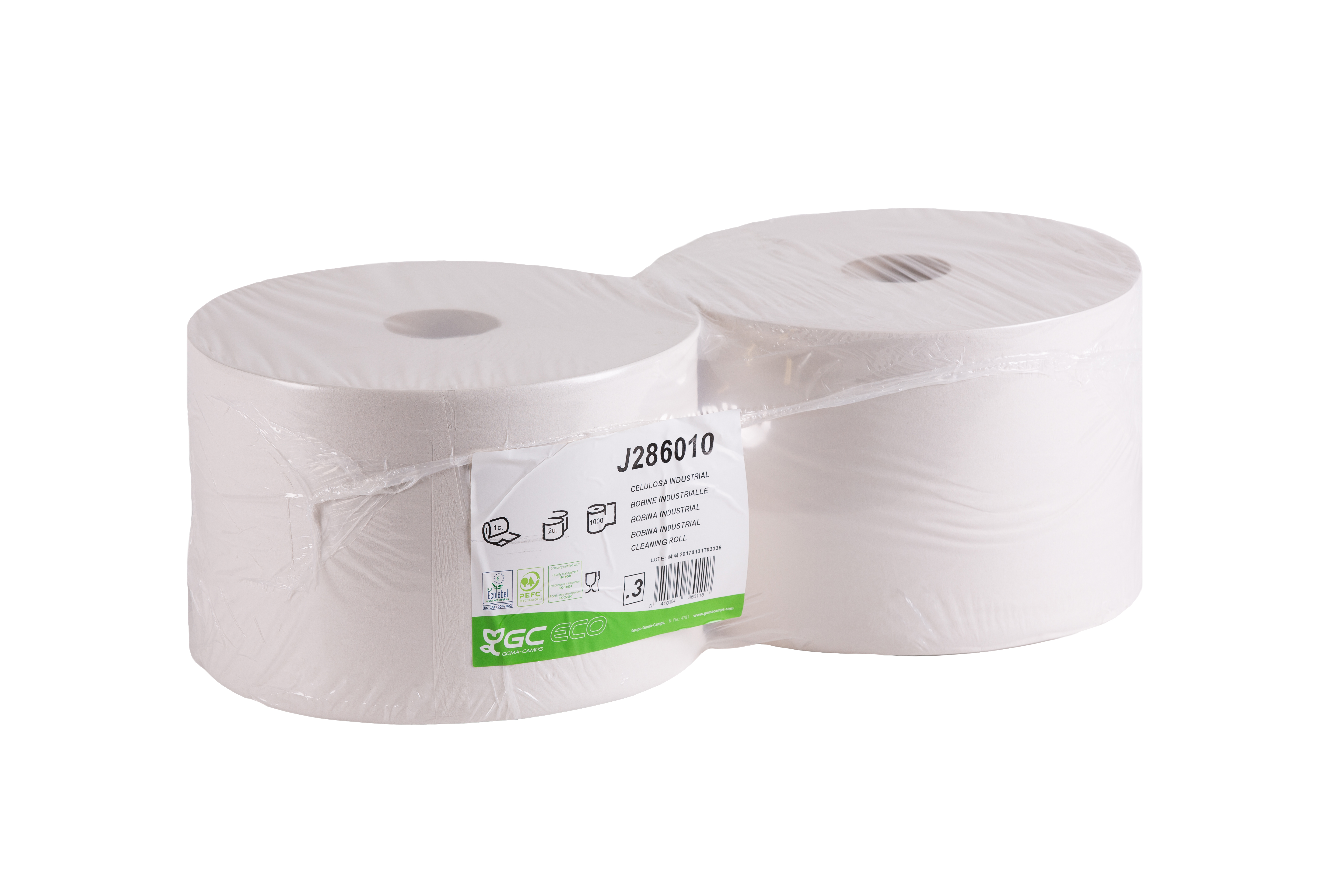 BOBINA INDUSTRIAL GC ECO BLANCO 1C 1000M 2857S FARDO 2 ROLLOS