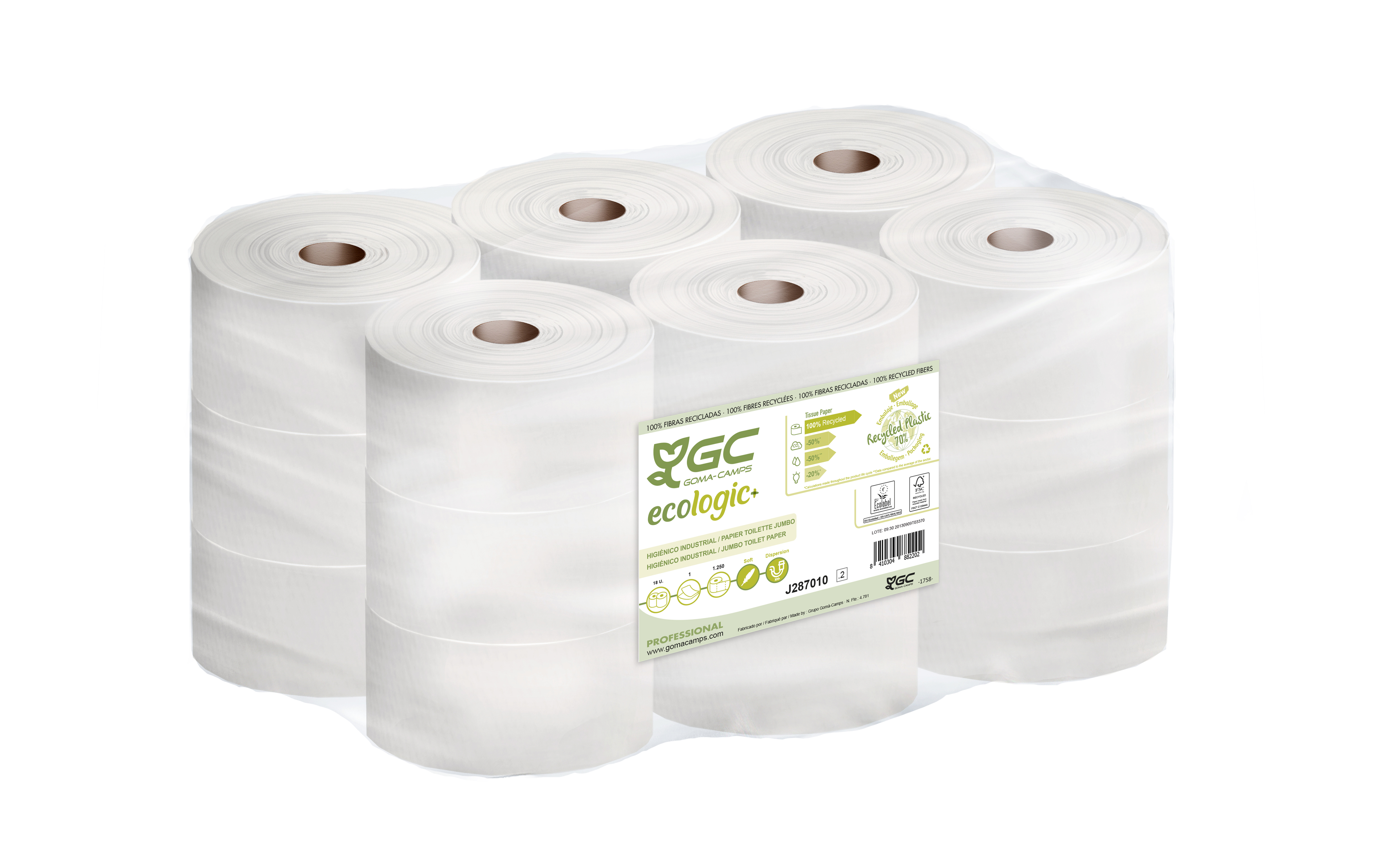 HIGIÉNICO INDUSTRIAL CLEAN & CLEVER ECO 1C 250M/1250S FARDO 18 ROLLOS