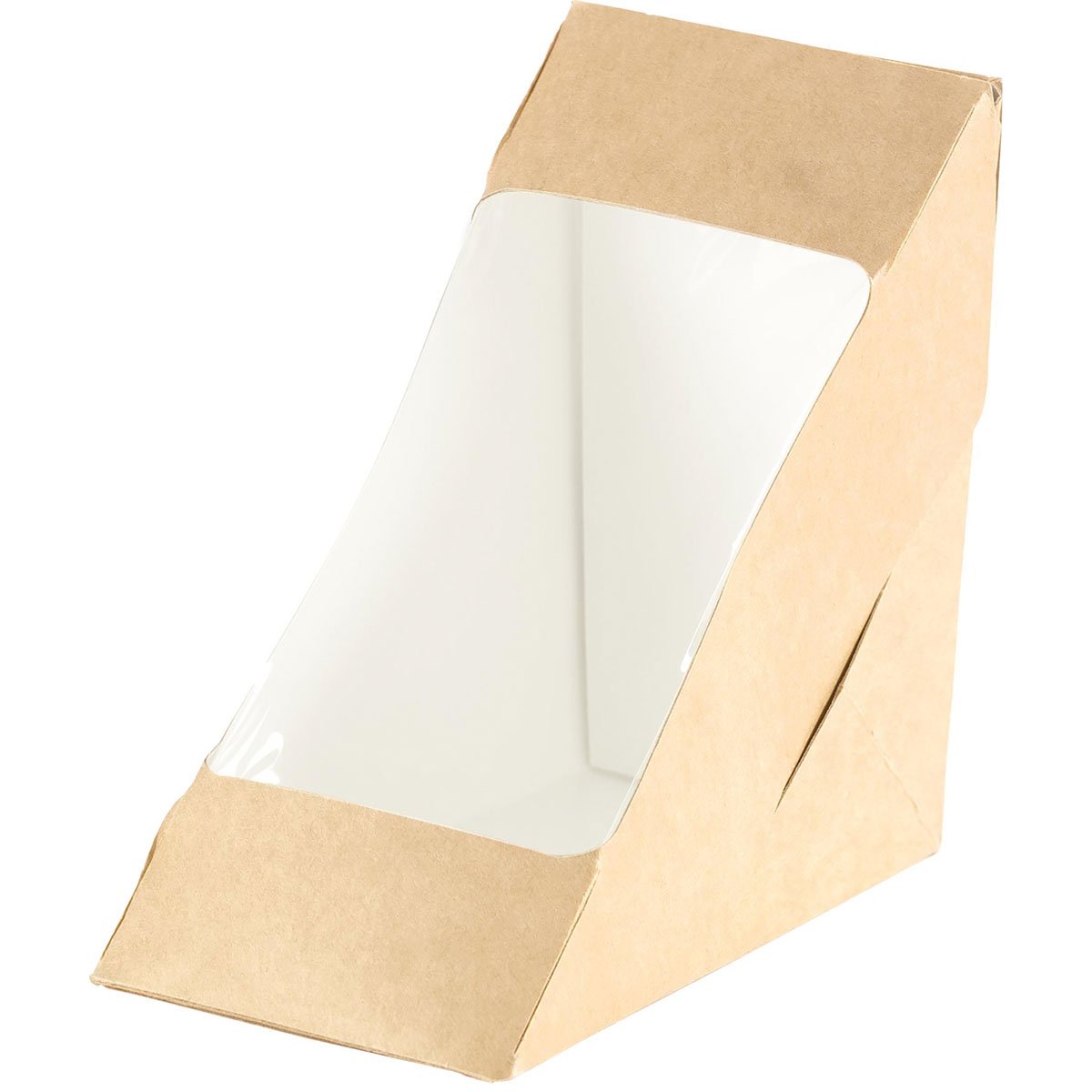 CAJA PARA SÁNDWICH CLUB (DOBLE) CON ABERTURA CARTÓN/PLA MARRÓN 590ML 175X75X90MM CJ 650UD