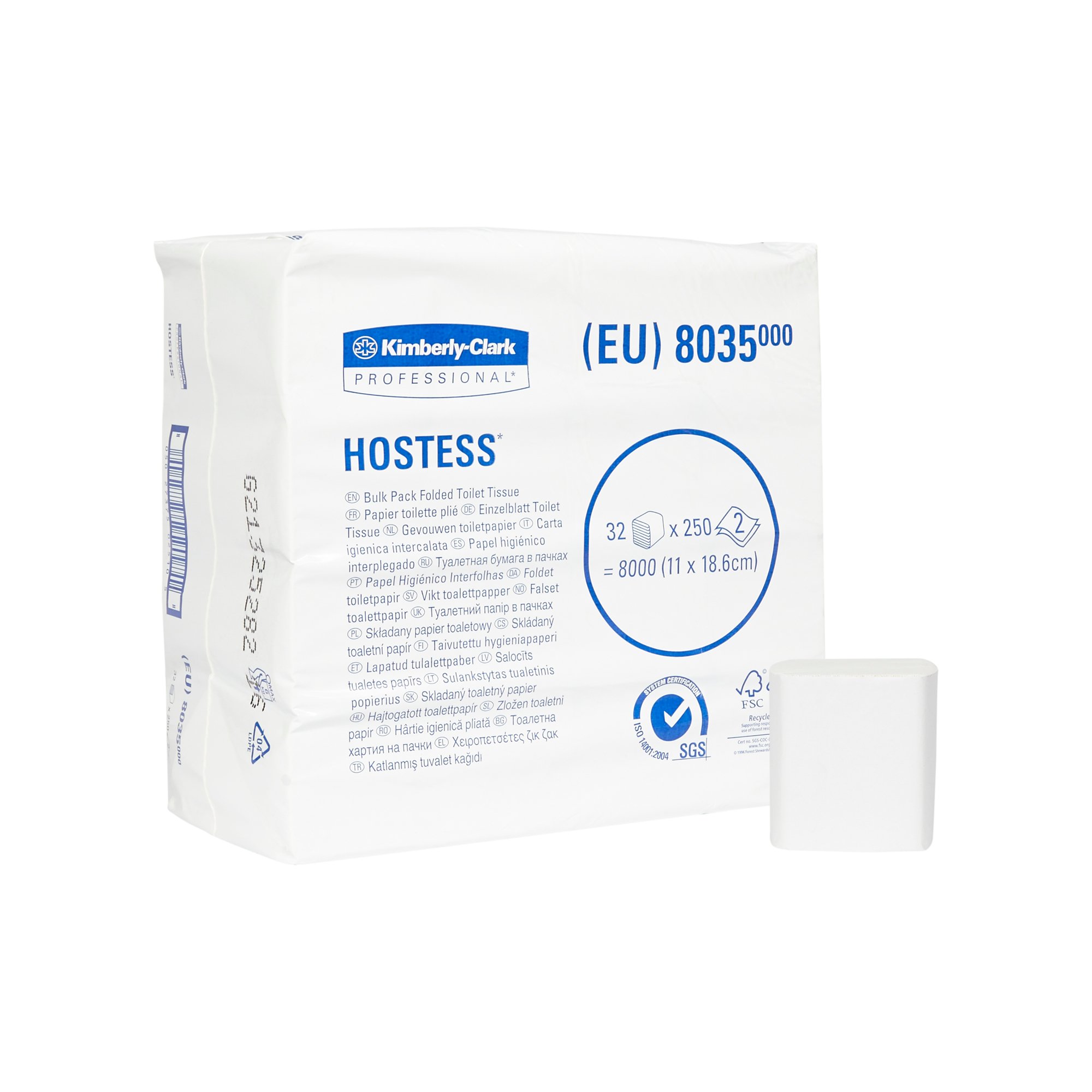 HIGIÉNICO INDUSTRIAL INTERPLEGADO BLANCO 2C 250S HOSTESS 32 BULK PACK CJ 32 PAQ