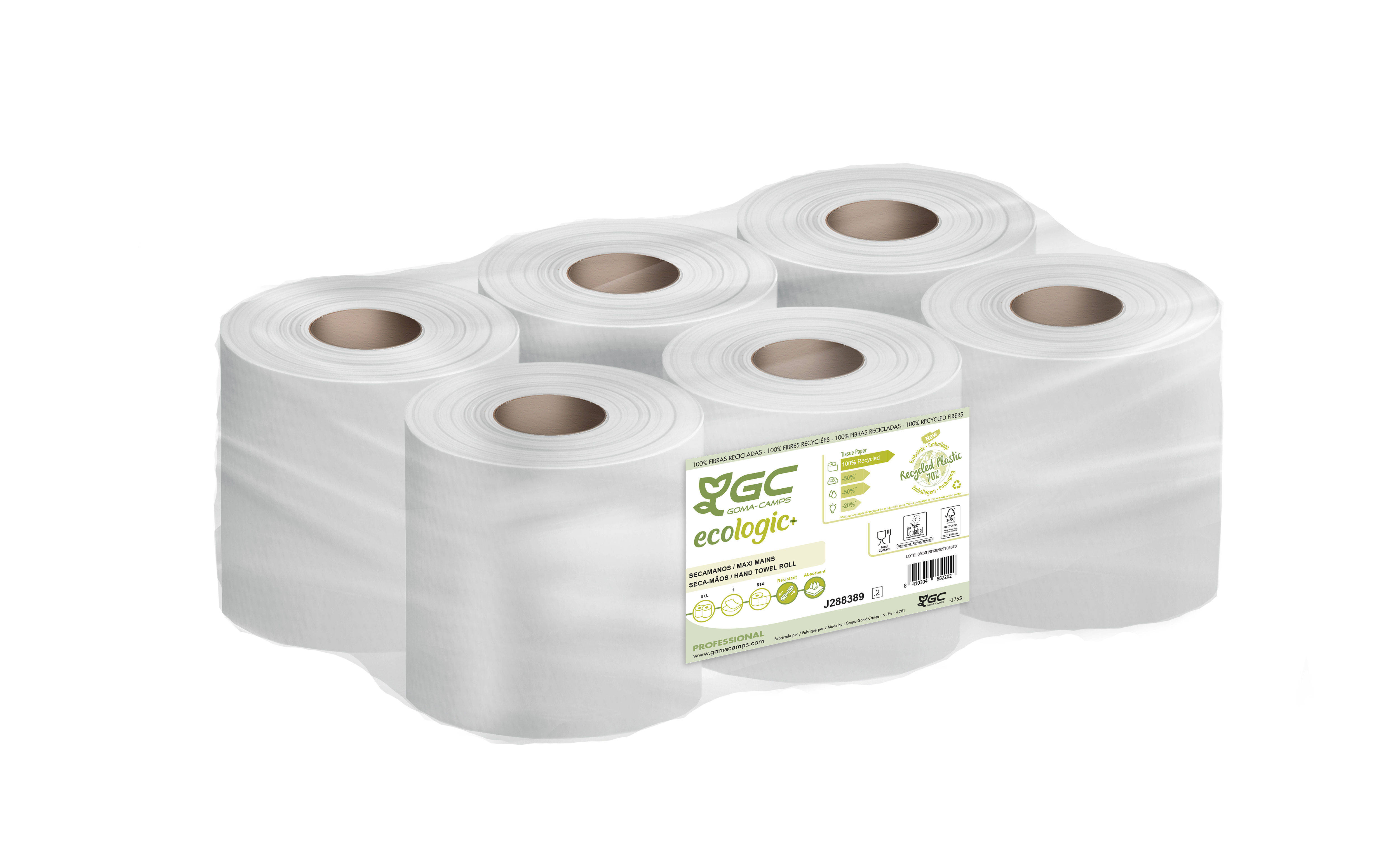 BOBINA SECAMANOS GC ECO BLANCO 1C 285M 814S FARDO 6 ROLLOS