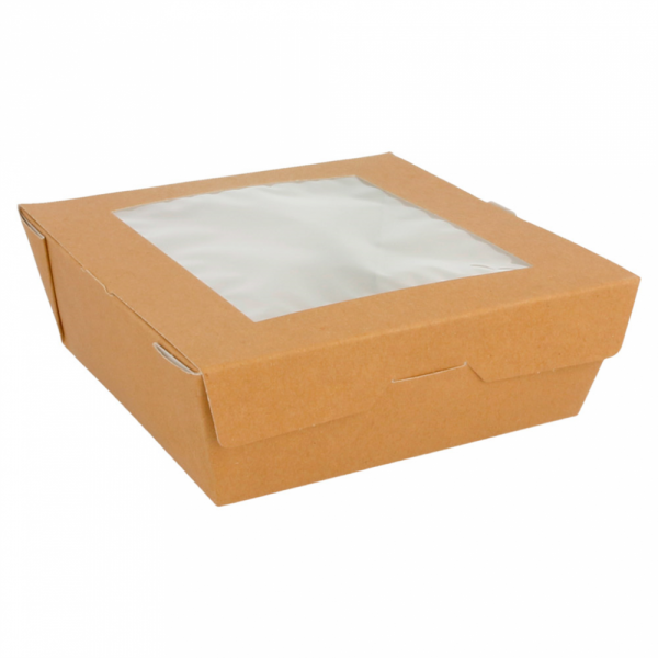 CAJA VENTANA CUADRADA CARTÓN RECICL. FEEL GREEN 12.5X12.5X5CM CJ 300UD